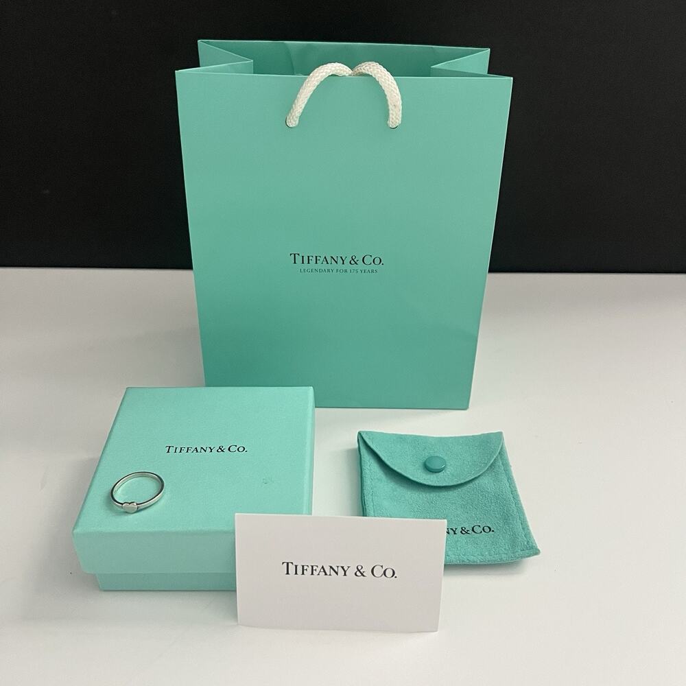 Tiffany & Co. Paloma Picasso Sterling Silver 925 Small Heart Band Ring 4.5 + Box
